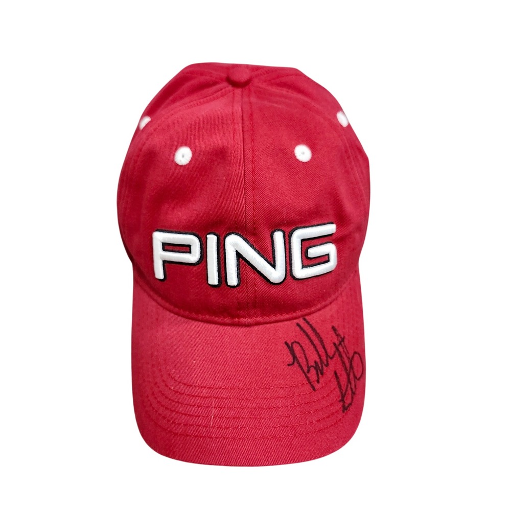 PING HAT MENS OS ADJUSTABLE HW BASIC2 RED GOLF EMBROIDERED EUC